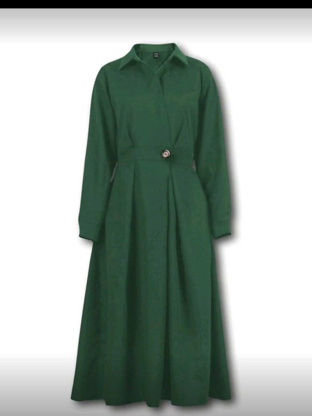 Green Long-Sleeve Collared Dress💚